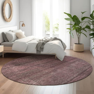 Piper Looms Mayfield Stripes AMF820 Merlot Machine Washable Area Rug Round Lifestyle Image Feature