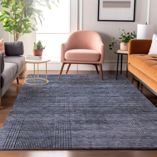 Piper Looms Mayfield Stripes AMF820 Navy Machine Washable Area Rug Lifestyle Image Feature