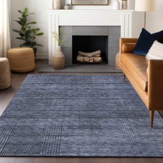 Piper Looms Mayfield Stripes AMF820 Navy Machine Washable Area Rug Lifestyle Image Feature