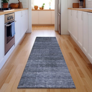 Piper Looms Mayfield Stripes AMF820 Navy Machine Washable Area Rug Runner Lifestyle Image Feature