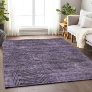 Piper Looms Mayfield Stripes AMF820 Plum Machine Washable Area Rug Lifestyle Image Feature