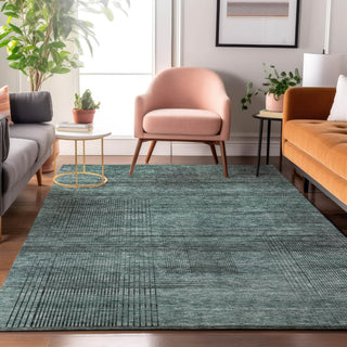 Piper Looms Mayfield Stripes AMF820 Teal Machine Washable Area Rug Lifestyle Image Feature