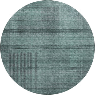 Piper Looms Mayfield Stripes AMF820 Teal Machine Washable Area Rug Round Main Image