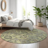 Piper Looms Mayfield Damask AMF821 Aloe Machine Washable Area Rug Round Lifestyle Image Feature