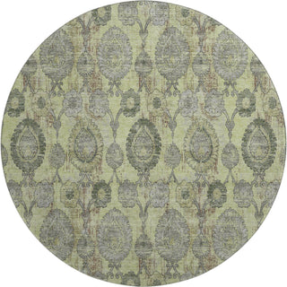 Piper Looms Mayfield Damask AMF821 Aloe Machine Washable Area Rug Round Main Image