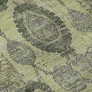 Piper Looms Mayfield Damask AMF821 Aloe Machine Washable Area Rug Swatch Image