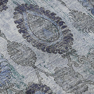 Piper Looms Mayfield Damask AMF821 Blue Machine Washable Area Rug Swatch Image