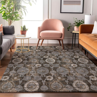 Piper Looms Mayfield Damask AMF821 Chocolate Machine Washable Area Rug Lifestyle Image Feature