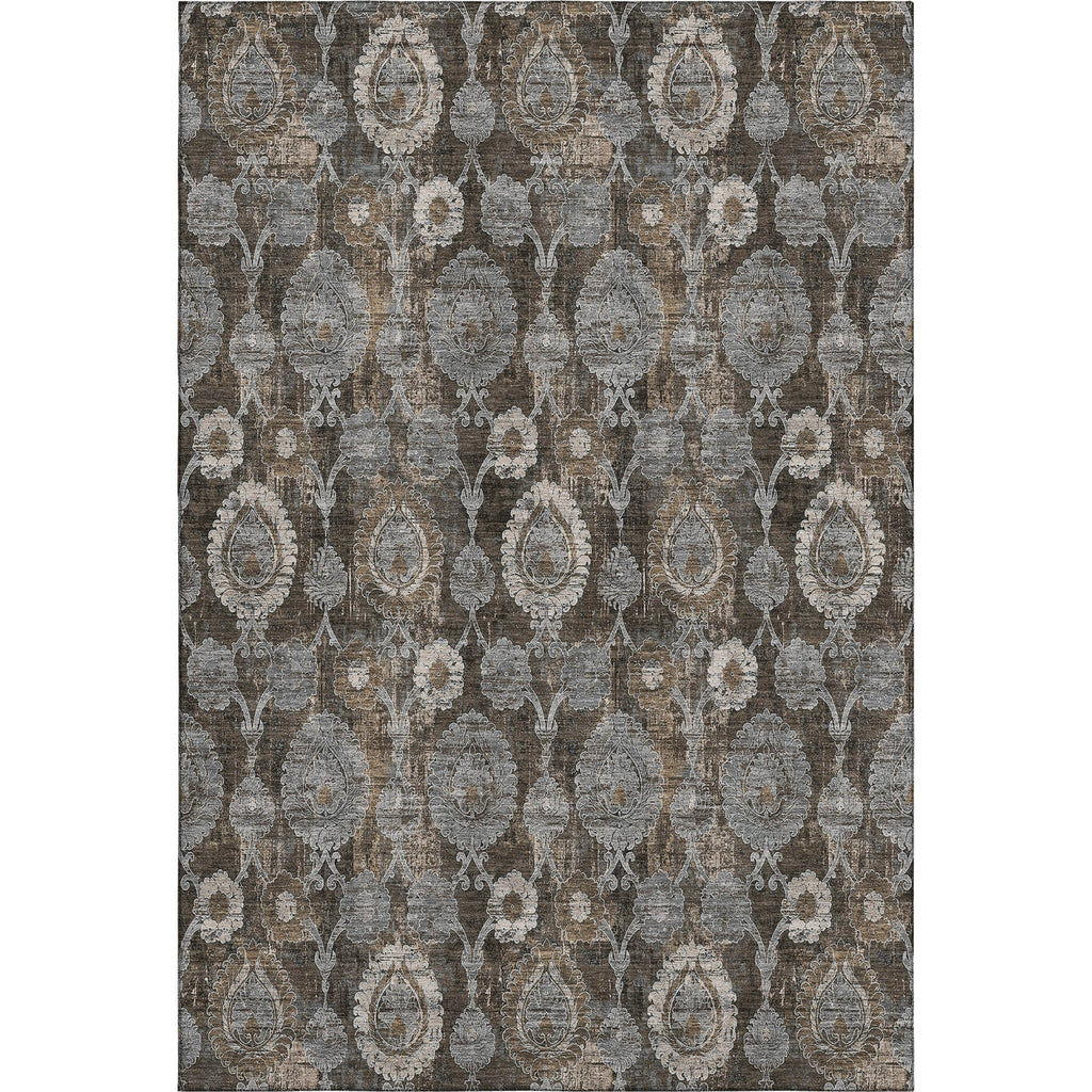 Piper Looms Mayfield Damask AMF821 Chocolate Machine Washable Area Rug main image