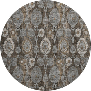 Piper Looms Mayfield Damask AMF821 Chocolate Machine Washable Area Rug Round Main Image