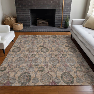 Piper Looms Mayfield Damask AMF821 Coral Machine Washable Area Rug Lifestyle Image Feature