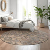 Piper Looms Mayfield Damask AMF821 Coral Machine Washable Area Rug Round Lifestyle Image Feature