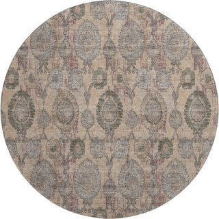 Piper Looms Mayfield Damask AMF821 Coral Machine Washable Area Rug Round Main Image