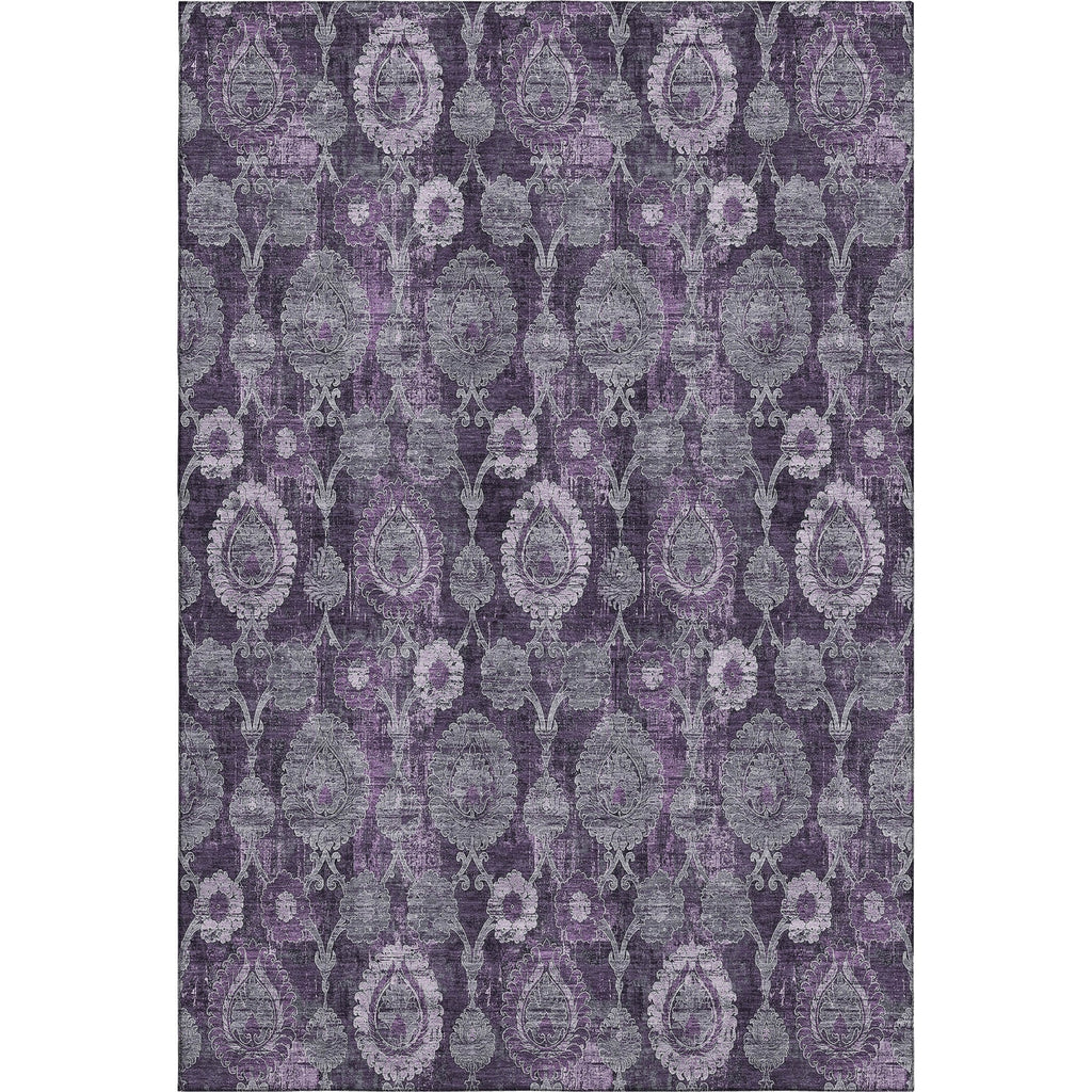 Piper Looms Mayfield Damask AMF821 Eggplant Machine Washable Area Rug main image