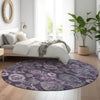 Piper Looms Mayfield Damask AMF821 Eggplant Machine Washable Area Rug Round Lifestyle Image Feature