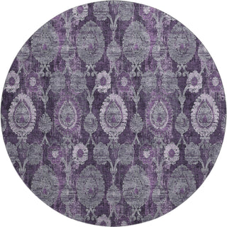 Piper Looms Mayfield Damask AMF821 Eggplant Machine Washable Area Rug Round Main Image