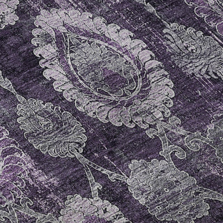 Piper Looms Mayfield Damask AMF821 Eggplant Machine Washable Area Rug Swatch Image