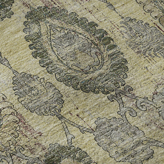 Piper Looms Mayfield Damask AMF821 Gold Machine Washable Area Rug Swatch Image