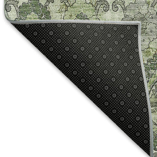 Piper Looms Mayfield Damask AMF821 Green Machine Washable Area Rug Backing Image