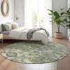 Piper Looms Mayfield Damask AMF821 Green Machine Washable Area Rug Round Lifestyle Image Feature