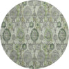 Piper Looms Mayfield Damask AMF821 Green Machine Washable Area Rug Round Main Image