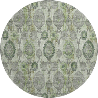 Piper Looms Mayfield Damask AMF821 Green Machine Washable Area Rug Round Main Image