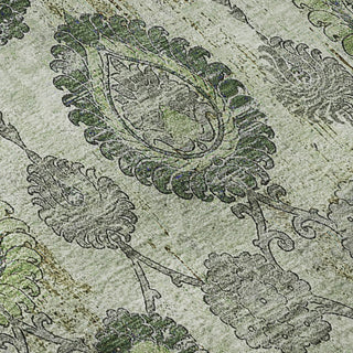 Piper Looms Mayfield Damask AMF821 Green Machine Washable Area Rug Swatch Image