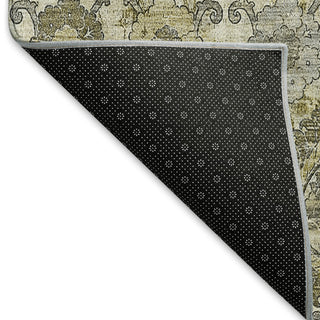 Piper Looms Mayfield Damask AMF821 Khaki Machine Washable Area Rug Backing Image