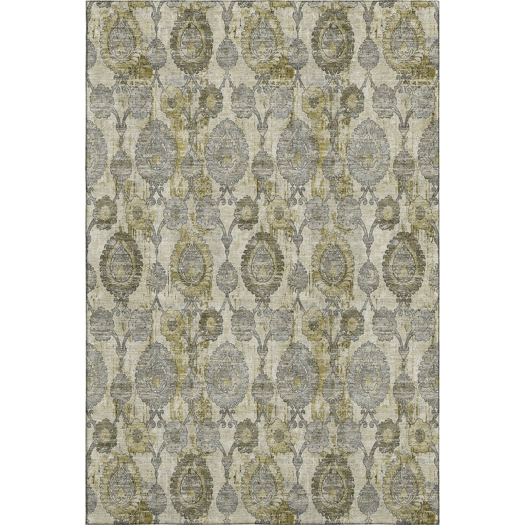 Piper Looms Mayfield Damask AMF821 Khaki Machine Washable Area Rug main image