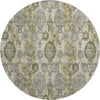 Piper Looms Mayfield Damask AMF821 Khaki Machine Washable Area Rug Round Main Image