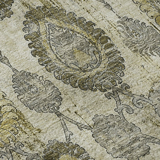 Piper Looms Mayfield Damask AMF821 Khaki Machine Washable Area Rug Swatch Image
