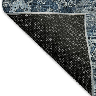 Piper Looms Mayfield Damask AMF821 Navy Machine Washable Area Rug Backing Image