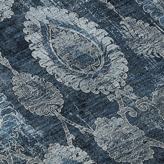 Piper Looms Mayfield Damask AMF821 Navy Machine Washable Area Rug Swatch Image