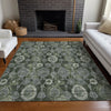 Piper Looms Mayfield Damask AMF821 Olive Machine Washable Area Rug Lifestyle Image Feature