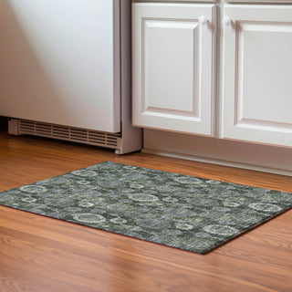 Piper Looms Mayfield Damask AMF821 Olive Machine Washable Area Rug Scatter Lifestyle Image Feature
