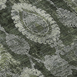 Piper Looms Mayfield Damask AMF821 Olive Machine Washable Area Rug Swatch Image
