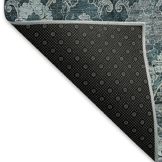 Piper Looms Mayfield Damask AMF821 Teal Machine Washable Area Rug Backing Image