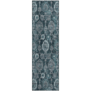 Piper Looms Mayfield Damask AMF821 Teal Machine Washable Area Rug Runner Main Image
