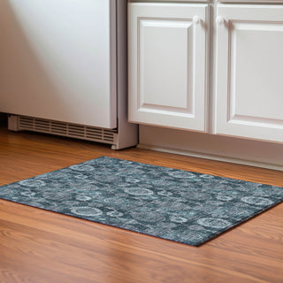 Piper Looms Mayfield Damask AMF821 Teal Machine Washable Area Rug Scatter Lifestyle Image Feature