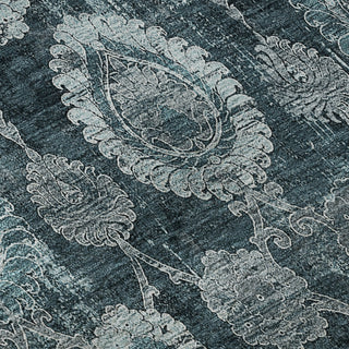 Piper Looms Mayfield Damask AMF821 Teal Machine Washable Area Rug Swatch Image