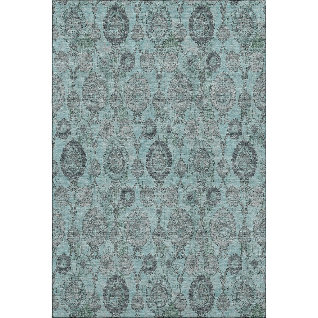 Piper Looms Mayfield Damask AMF821 Turquoise Machine Washable Area Rug main image
