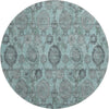 Piper Looms Mayfield Damask AMF821 Turquoise Machine Washable Area Rug Round Main Image