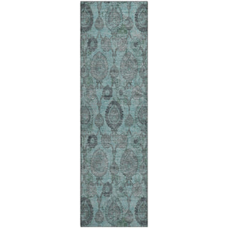 Piper Looms Mayfield Damask AMF821 Turquoise Machine Washable Area Rug Runner Main Image