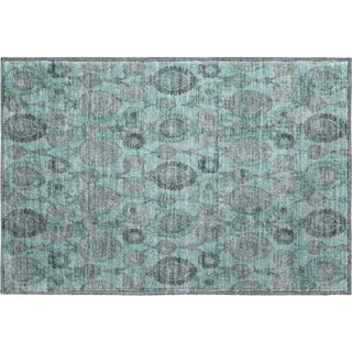 Piper Looms Mayfield Damask AMF821 Turquoise Machine Washable Area Rug Scatter Main Image