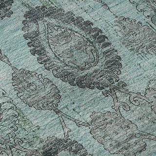Piper Looms Mayfield Damask AMF821 Turquoise Machine Washable Area Rug Swatch Image