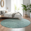 Piper Looms Mayfield Modern AMF822 Teal Machine Washable Area Rug Round Lifestyle Image Feature