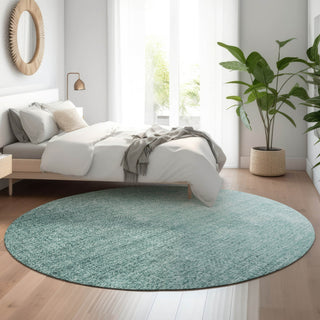 Piper Looms Mayfield Modern AMF822 Teal Machine Washable Area Rug Round Lifestyle Image Feature