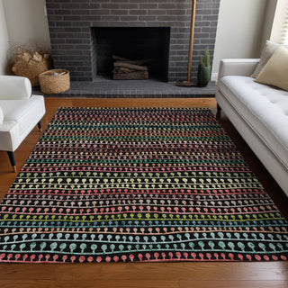 Piper Looms Mayfield Stripes AMF823 Black Machine Washable Area Rug Lifestyle Image Feature