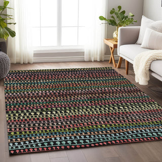 Piper Looms Mayfield Stripes AMF823 Black Machine Washable Area Rug Lifestyle Image Feature