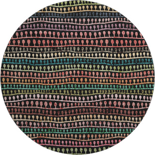 Piper Looms Mayfield Stripes AMF823 Black Machine Washable Area Rug Round Main Image